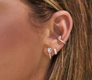 Boucle d'oreille Mila Hope Emeraude Or 18 carats et diamants