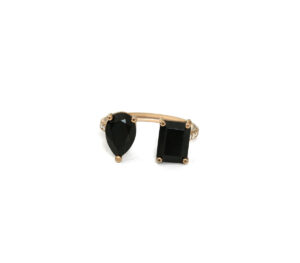 Bague Just Joy Twins Blacken or jaune 18 carats et spinelles noires