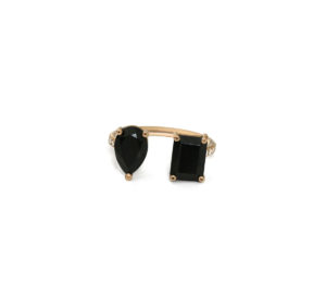 Bague Just Joy Twins Blacken or jaune 18 carats et spinelles noires