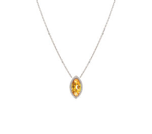 Collier Mila Marquise Golden Or blanc 18 carats citrine et diamants