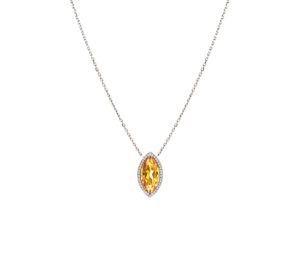 Collier Mila Marquise Golden Or blanc 18 carats citrine et diamants