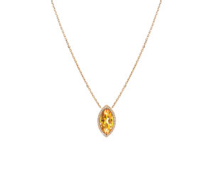 Collier Mila Marquise Golden Or jaune 18 carats citrine et diamants