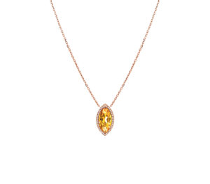 Collier Mila Marquise Golden Or rose 18 carats citrine et diamants