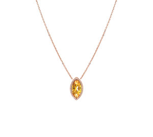 Collier Mila Marquise Golden Or rose 18 carats citrine et diamants