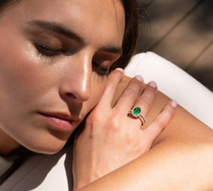 Bague Mila Double Ovale Tourmaline verte et diamants en or 18 carats