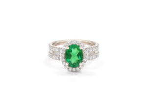 Bague Mila Double Ovale Tourmaline verte et diamants en or blanc 18 carats