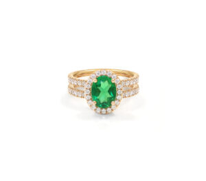 Bague Mila Double Ovale Tourmaline verte et diamants en or jaune 18 carats