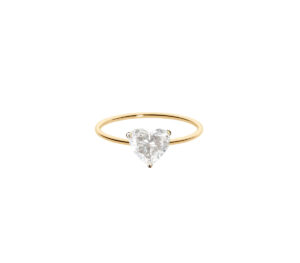 Solitaire Joy Forever Heart en or jaune 18 carats et diamant taille coeur