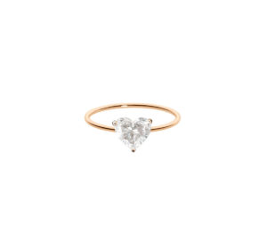 Solitaire Joy Forever Heart en or rose 18 carats et diamant taille coeur