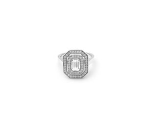 Bague art deco en or blanc vue de face