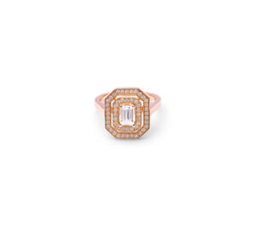 Bague art deco en or rose vue de face