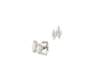 PUCE D’OREILLE JUST JOY TWINS MARQUISE en or blanc new