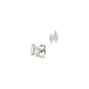 PUCE D’OREILLE JUST JOY TWINS MARQUISE en or blanc new