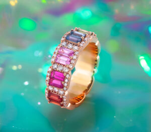 Bague rainbow en or rose