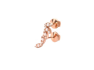 Boucle d'oreille amanda divine courte en or rose vue de profil