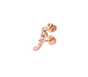 Boucle d'oreille amanda divine courte en or rose vue de profil