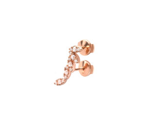 Boucle d'oreille amanda divine courte en or rose vue de profil