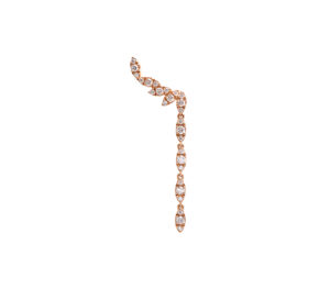 Boucle d'oreille amanda divine longue en or rose vue de face 2