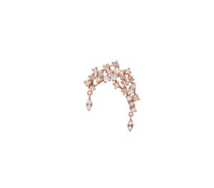 Boucle d'oreille amanda half moon en or rose vue de face