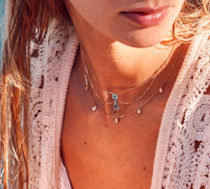 Chocker just joy duo blue porté en or rose