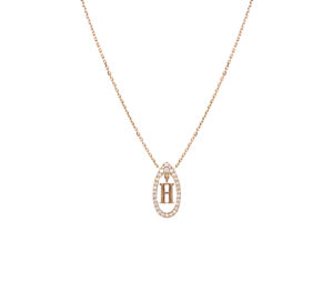 COLLIER MILA INITIALS HALF DIAMOND en or rose