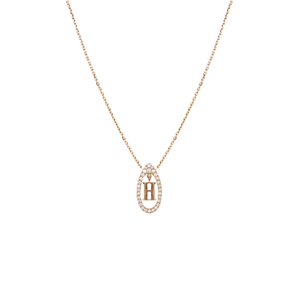 COLLIER MILA INITIALS HALF DIAMOND en or rose