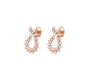 Boucle d'oreille amanda empire twist en or rose vue de profil