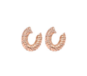 Boucle d'oreille sophia twist en or rose vue de face