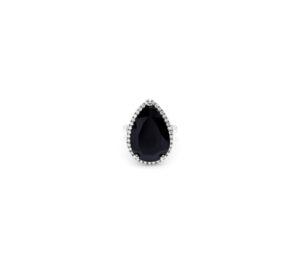 Bague Mila Poire Black GM en or blanc vue de face