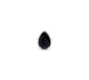 Bague Mila Poire Black GM en or blanc vue de face