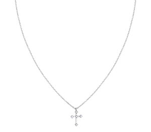 Collier sign croix en or blanc