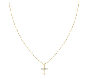 Collier sign croix diamond en or jaune