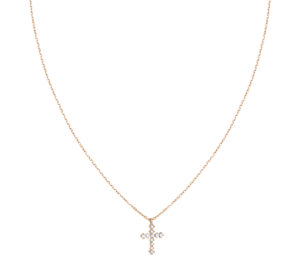 Collier sign croix diamond en or rose