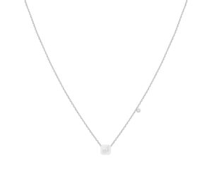 Collier sign lettre en or blanc clos diamant