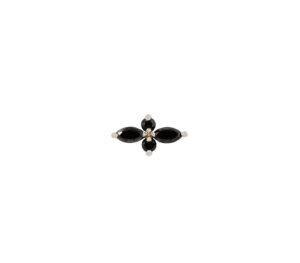 Puce d'oreille flocon diamant noir en or blanc