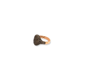 Bague diamant noir en or rose de profil