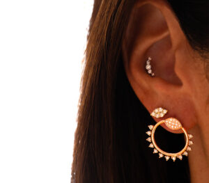 Puce amanda shine et boucle d'oreille amanda wings en or rose