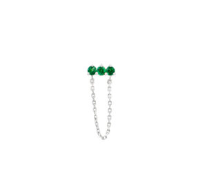 Puce d'oreille Just Joy Three Spring avec chaine en or blanc