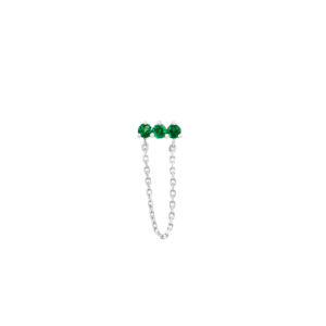 Puce d'oreille Just Joy Three Spring avec chaine en or blanc