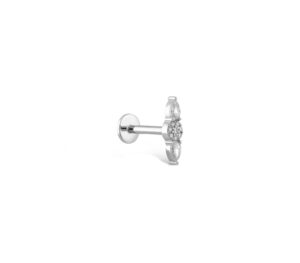 Piercing iris illusion en or blanc de profil