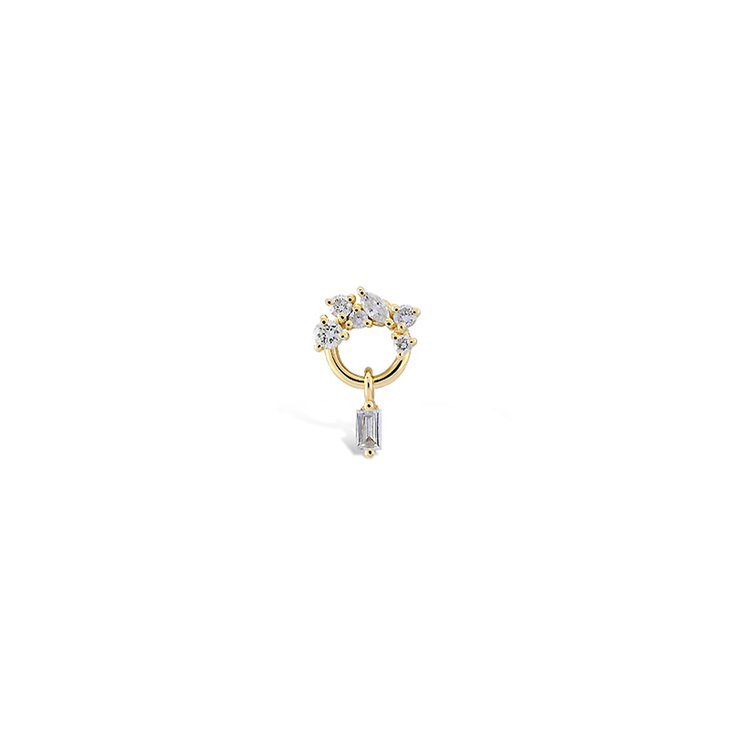 Piercing d’oreille Just Joy Baguette Pendant or jaune