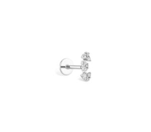 Piercing just joy triptik de profil en or blanc