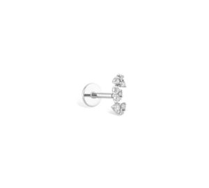 Piercing just joy triptik de profil en or blanc