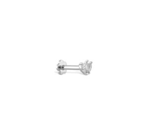 Piercing just joy trio marquise de profil en or blanc