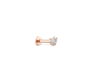 Piercing just joy trio marquise de profil en or rose