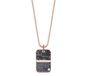 Collier plaque paving black zoomé en or rose