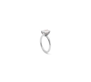 Solitaire Iris Diamant Ovale en or blanc debout