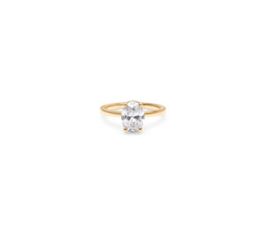 Solitaire Just Joy Diamant Ovale en or jaune allongé