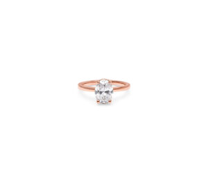 Solitaire Iris Diamant Ovale en or rose allongé