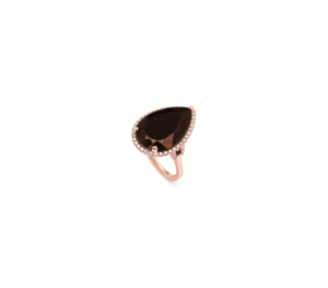 Bague Mila Poire 10 carats Quartz Fumé en or rose